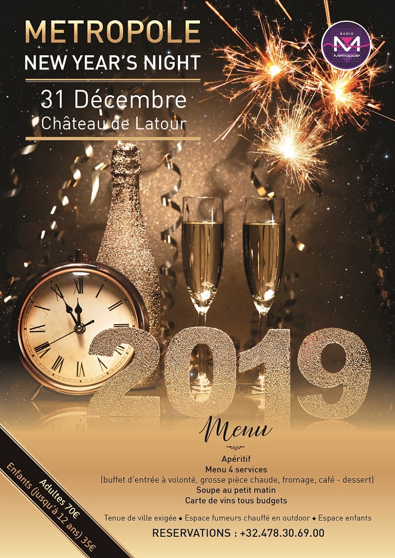 Réservation pour la Soirée du Nouvelle an 2019 à Virton