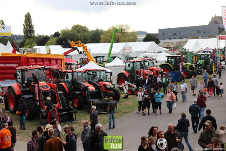 Foire de Sedan (Ardennes) : vue générale des allées de la foire, entre matériel agricole et chapiteaux
