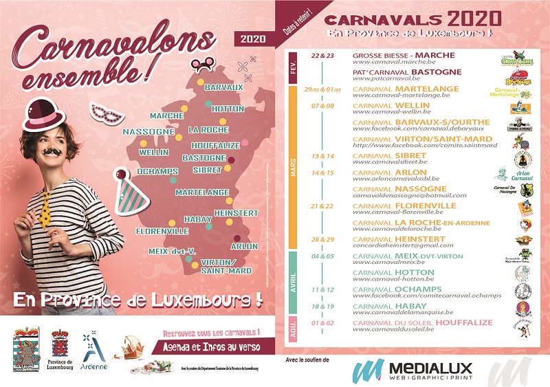 Carnaval 2020 de la province de Luxembourg Date