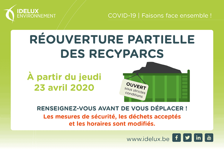 Recyparcs réouvrent modalités d’accès en province de Luxembourg , Arlon ,