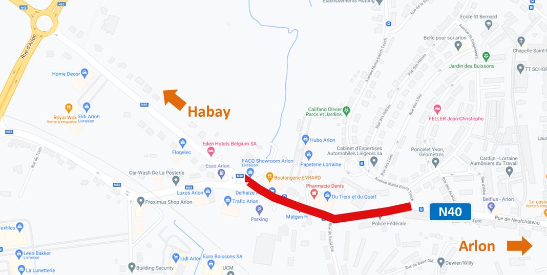 Travaux Arlon : Rue de Neufchâteau /N40