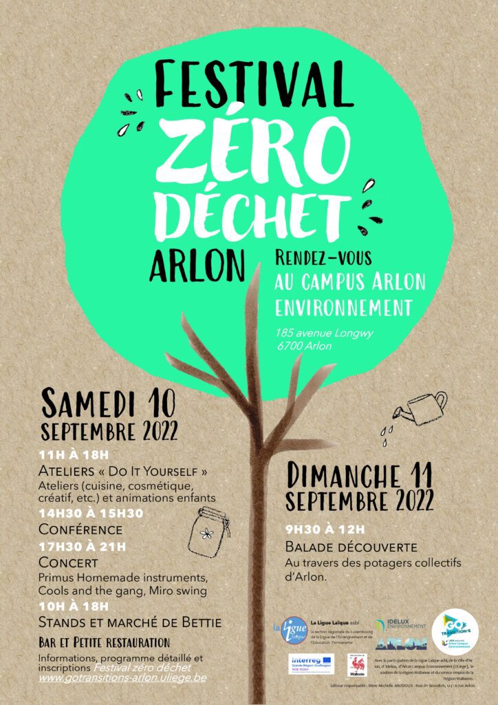 Après une première édition riche en diversité, nous sommes heureux de vous présenter la 2ème édition du Festival Zéro Déchet qui se tiendra le samedi 10 septembre au campus ULG à Arlon de 11h00 à 20h00 (185, Avenue de Longwy à Arlon) 