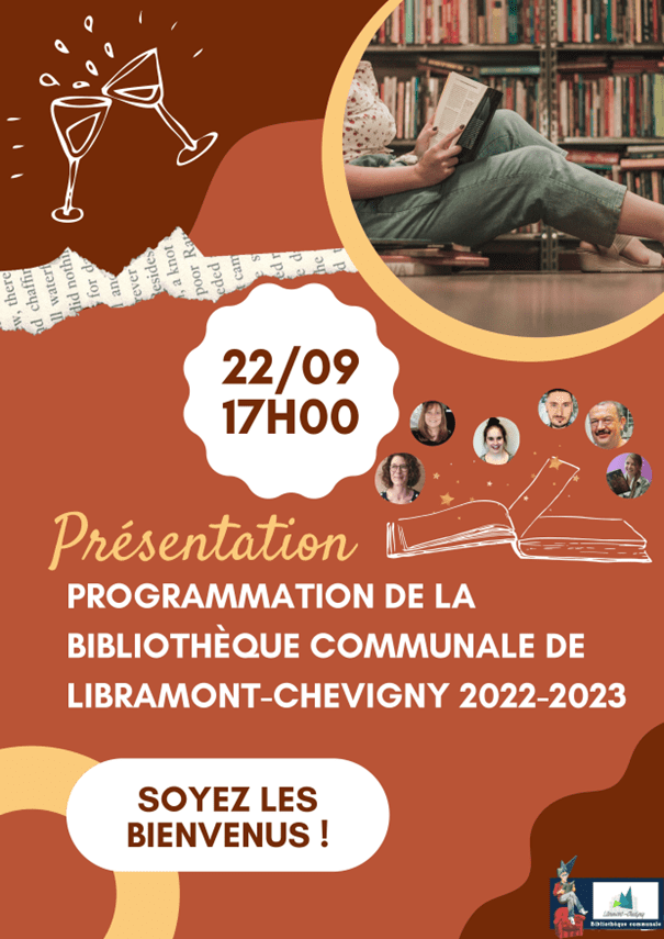 Le 22/9, la bibliothèque présente la nouvelle saison 2022-23. Invitation à toutes et tous
