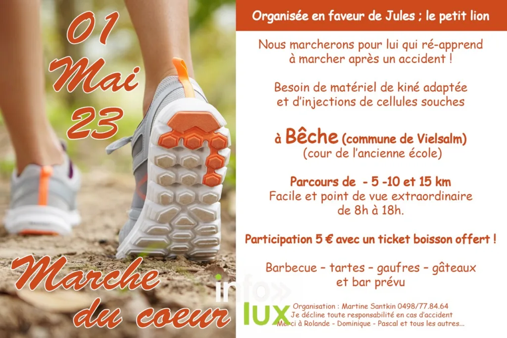 Affiche sur le marche du cœur organisée en l'honneur de Jules