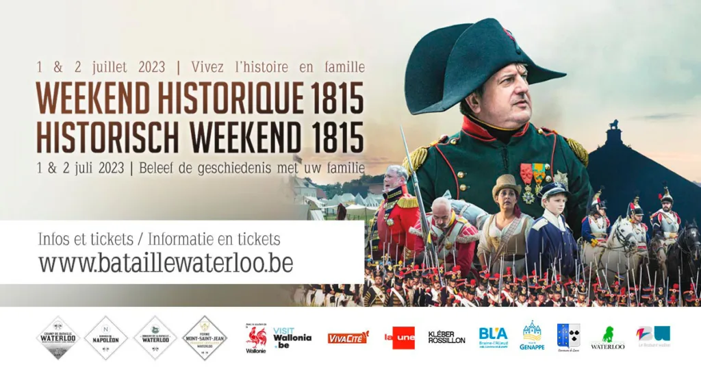 Durant tout le weekend Historique 1815, le 1er et le 2 juillet 2023, de nombreuses animations seront proposées sur la totalité du site du Domaine de la bataille de Waterloo et au Dernier Quartier Général de Napoléon, pour le plus grand plaisir des visiteurs.