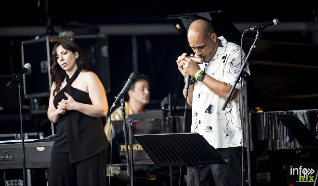 Grégoire Maret en pleine performance au Jazz à Dinant 2025, photo Jean-Pol Sedran
