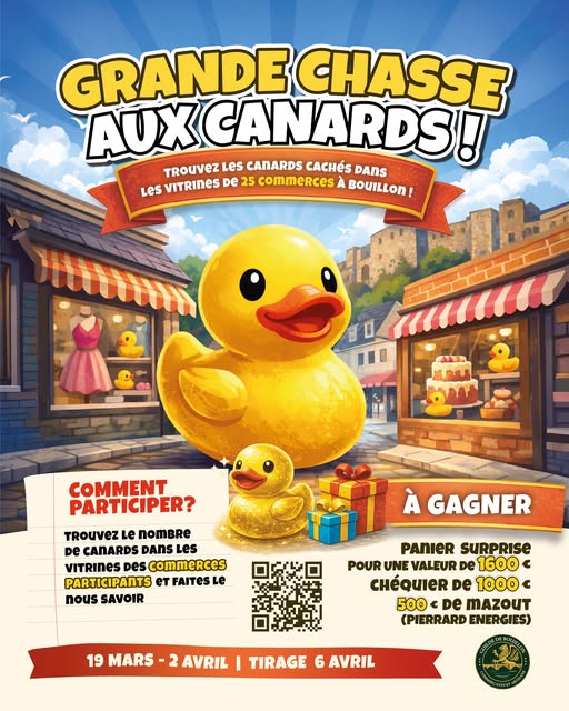 Bouillon > Concours > Une grande chasse aux canards dans les commerces