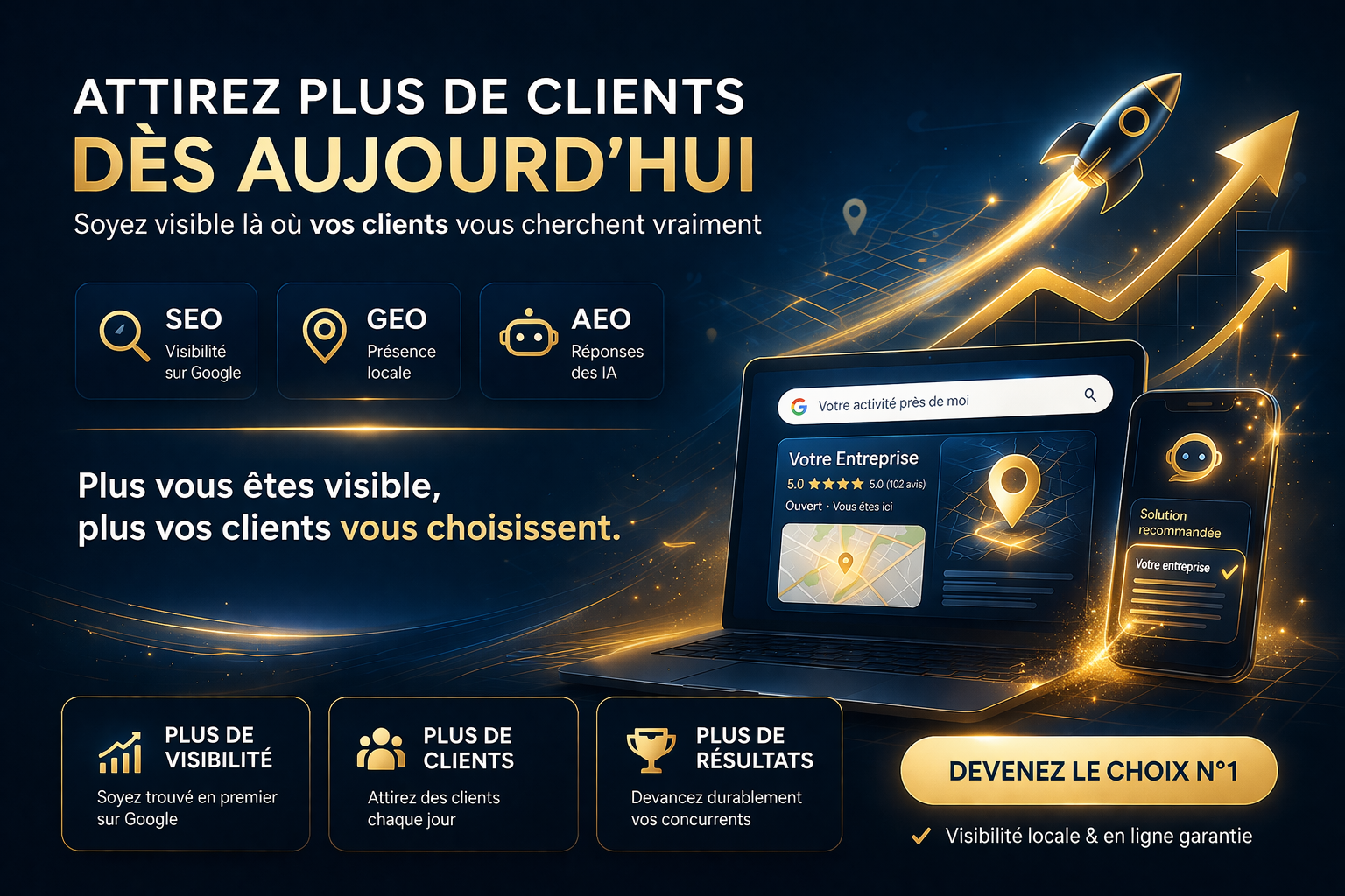SEO, GEO et AEO | Plus de visibilité, plus de clients