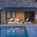 Pergola Lapure Renson au Luxembourg : la pergola minimaliste a toile retractable (100 km/h, 56 L/m2/h), par WB Outdoor Concept