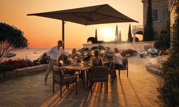 Parasols Umbrosa au Luxembourg : 6 gammes Made in Belgium (Versa, Nata, Icarus, Ingenua, Spectra, Infina) chez WB Outdoor Concept