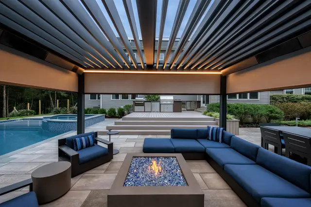 Pergola Camargue Renson realisation residentielle haut de gamme - WB Outdoor Concept Habay