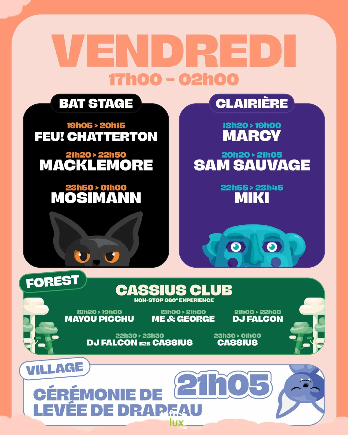 Horaires vendredi Francofolies Esch Alzette 2026