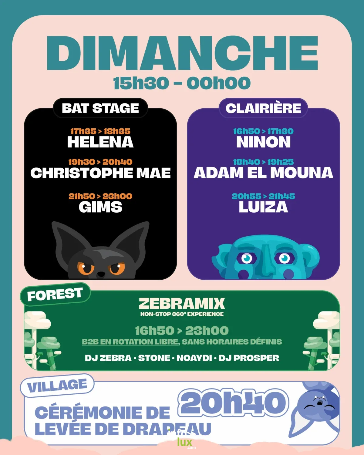 Horaires dimanche Francofolies Esch Alzette 2026