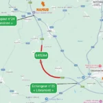 Carte du chantier E411/A4 entre les echangeurs 24 Transinne et 25 Libramont vers Neufchateau
