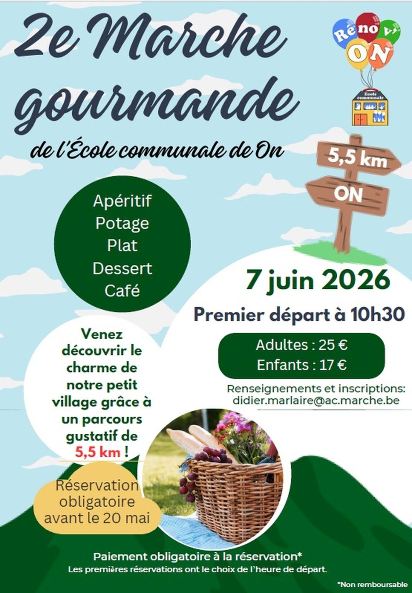 Affiche officielle 2ème Marche Gourmande de l'Ecole communale de On 2026