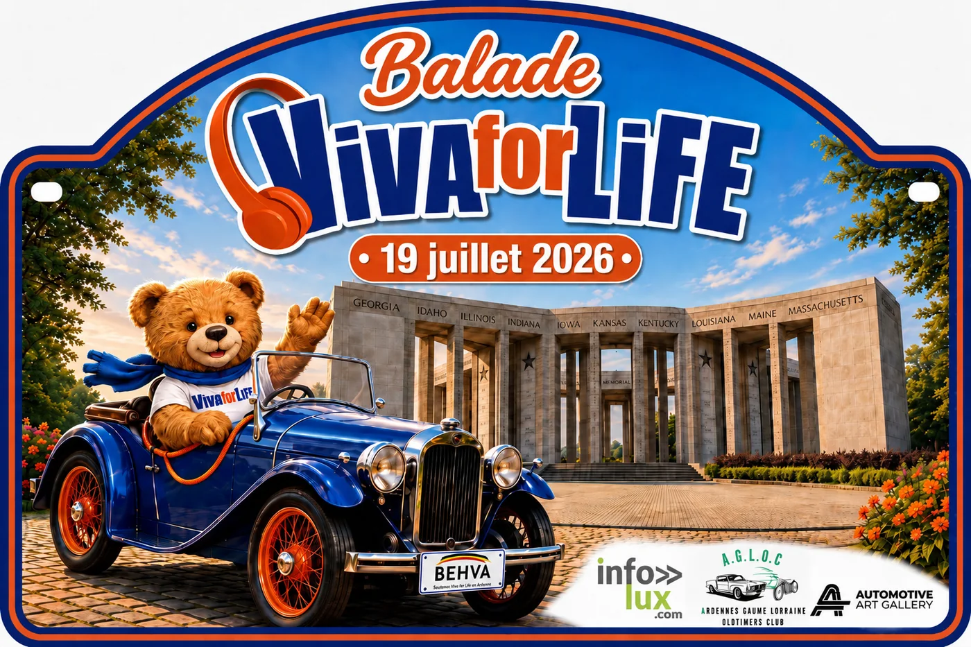 La plaque officielle de la balade AGLOC 2026, au profit du Viva for Life - (c) AGLOC.