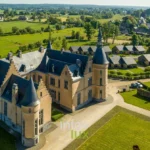 Vue aérienne du château du Faing à Jamoigne (Chiny), en Gaume