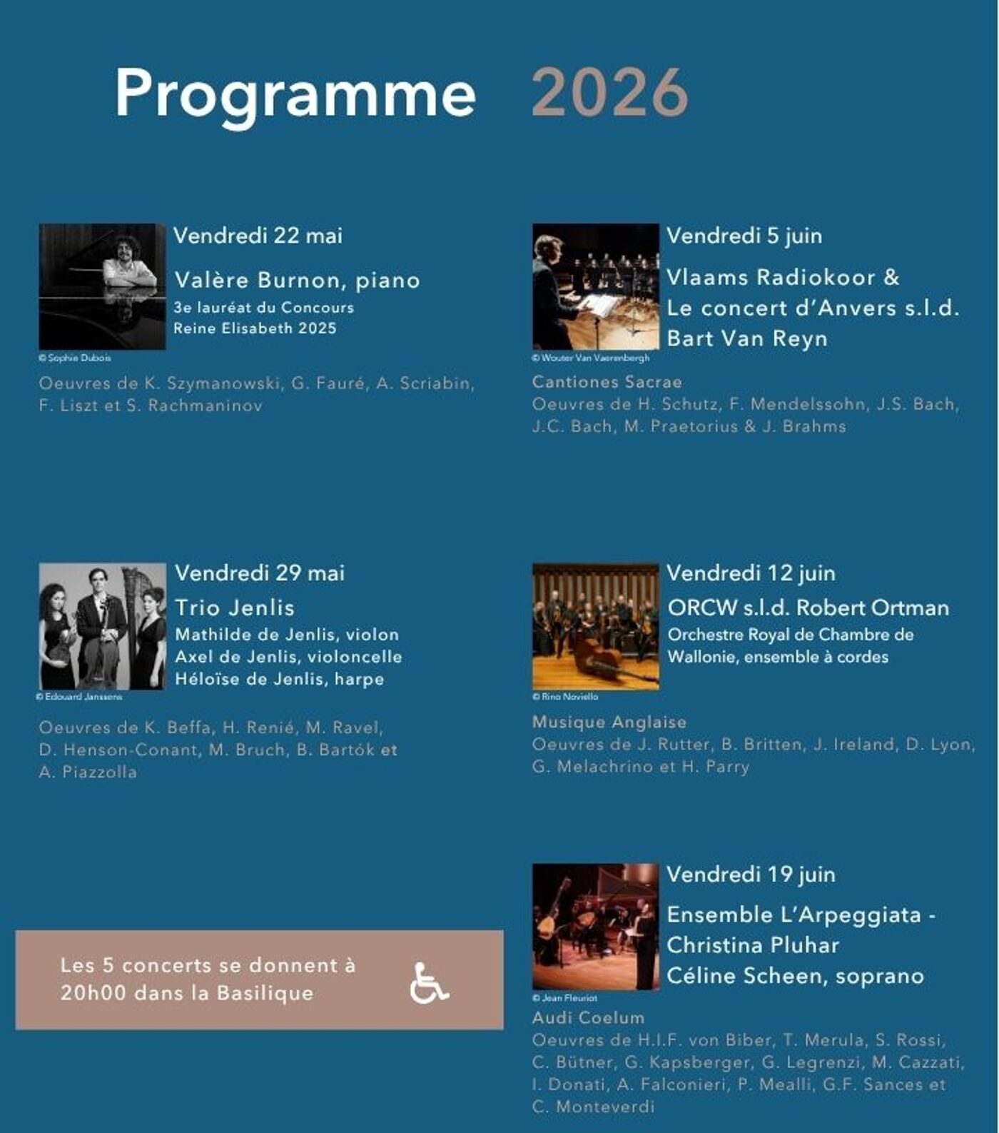 Affiche officielle Concerts du Printemps de l'Abbaye du Val-Dieu 2026