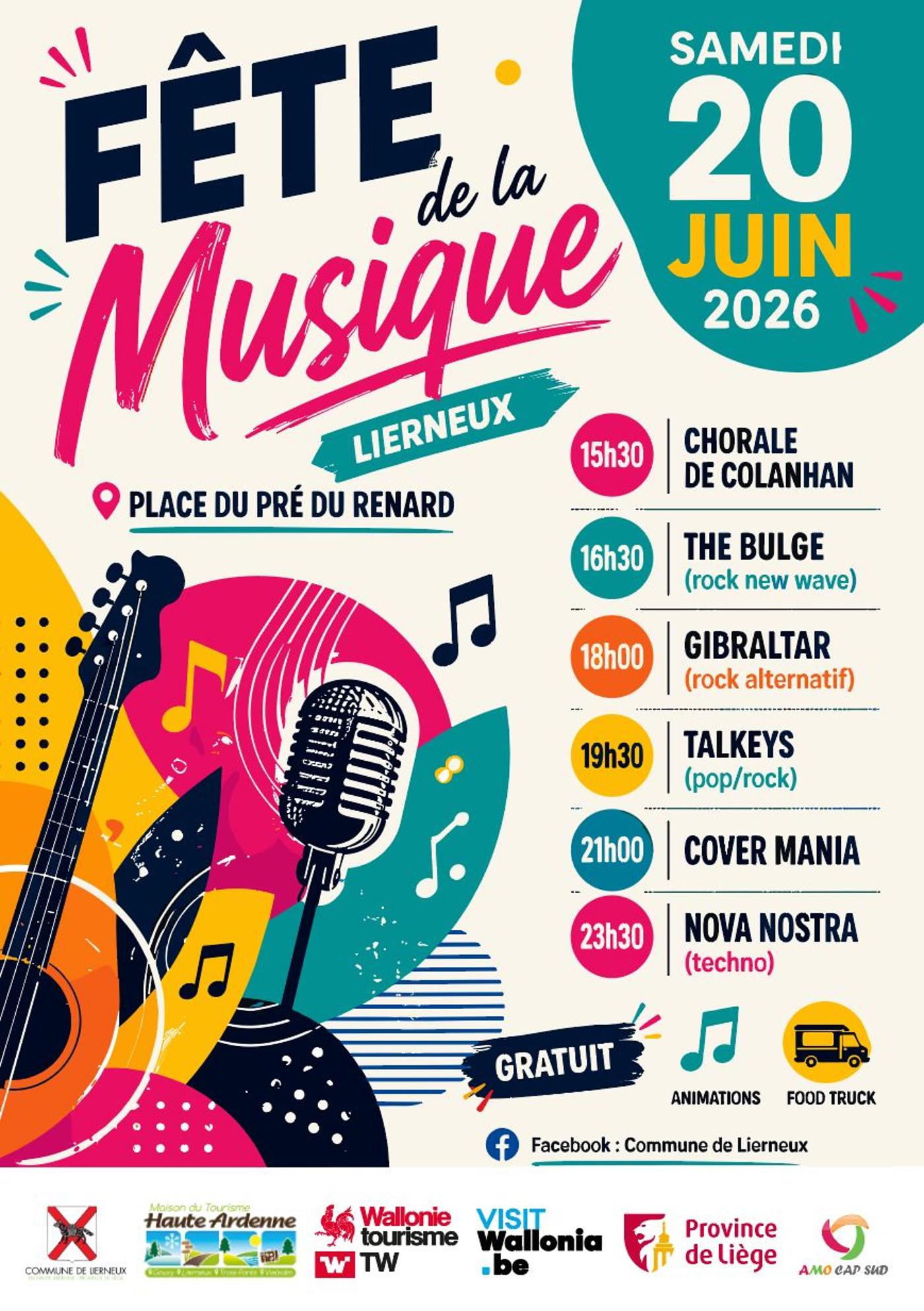 Affiche officielle Fête de la musique à Lierneux 2026