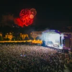 Feu d artifice de la Fete nationale luxembourgeoise tire depuis le pont Adolphe a Luxembourg-Ville