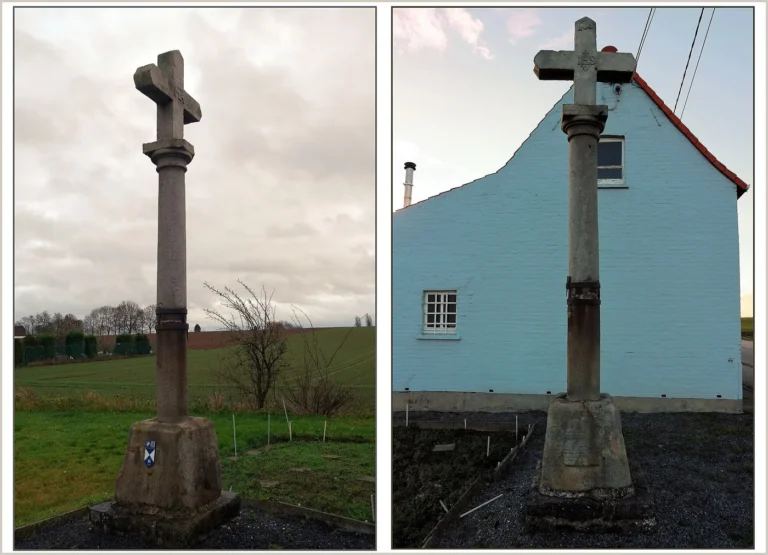 La Croix Jubaru, croix de chemin nee d'un drame de cycliste au Mont-Saint-Aubert, Tournai