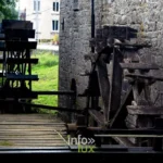 Roues à eau du musée du Moulin Faber à Hotton, moulin classé de 1729, province de Luxembourg