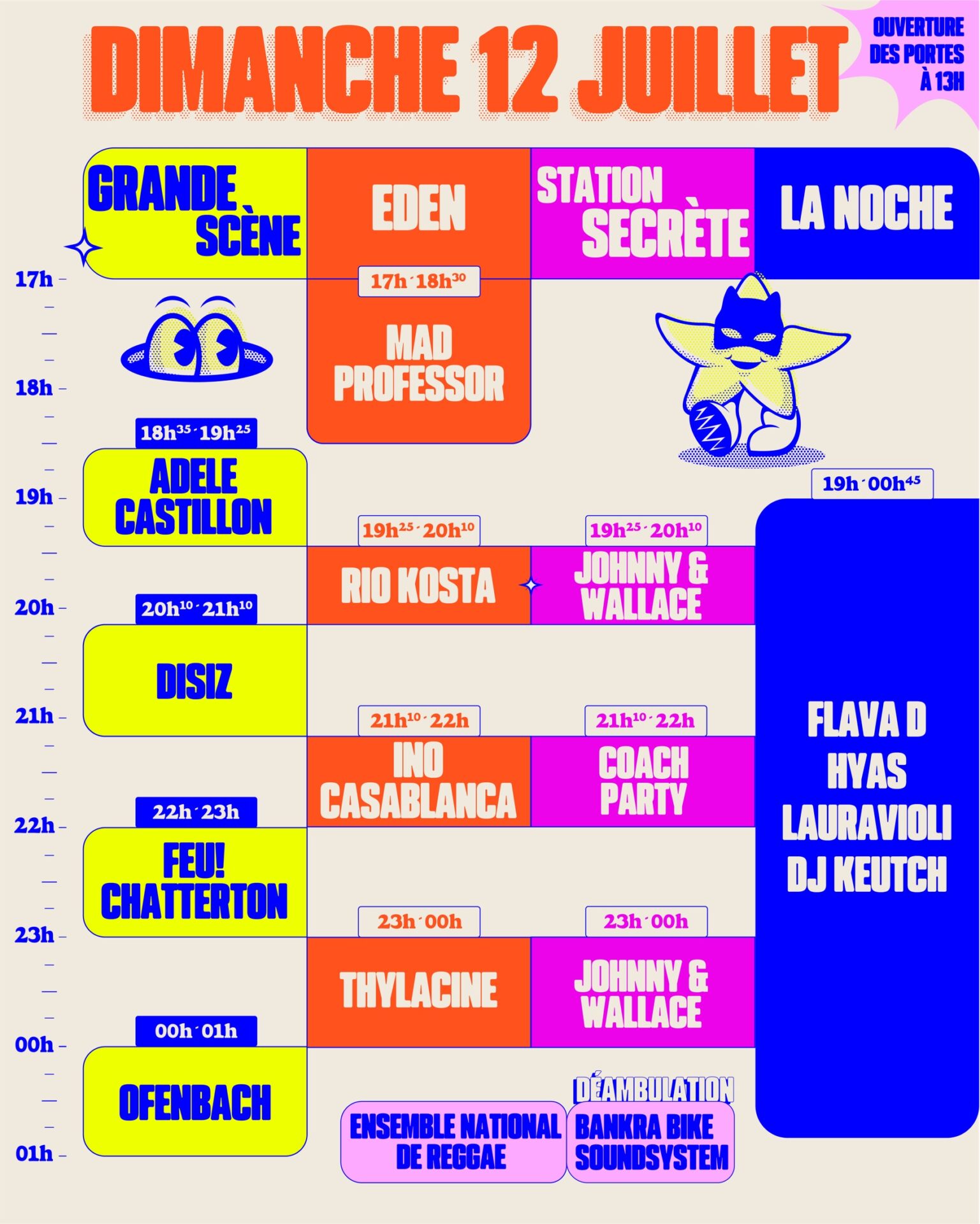 Timetable dimanche 12 juillet Les Nuits Secrètes 2026
