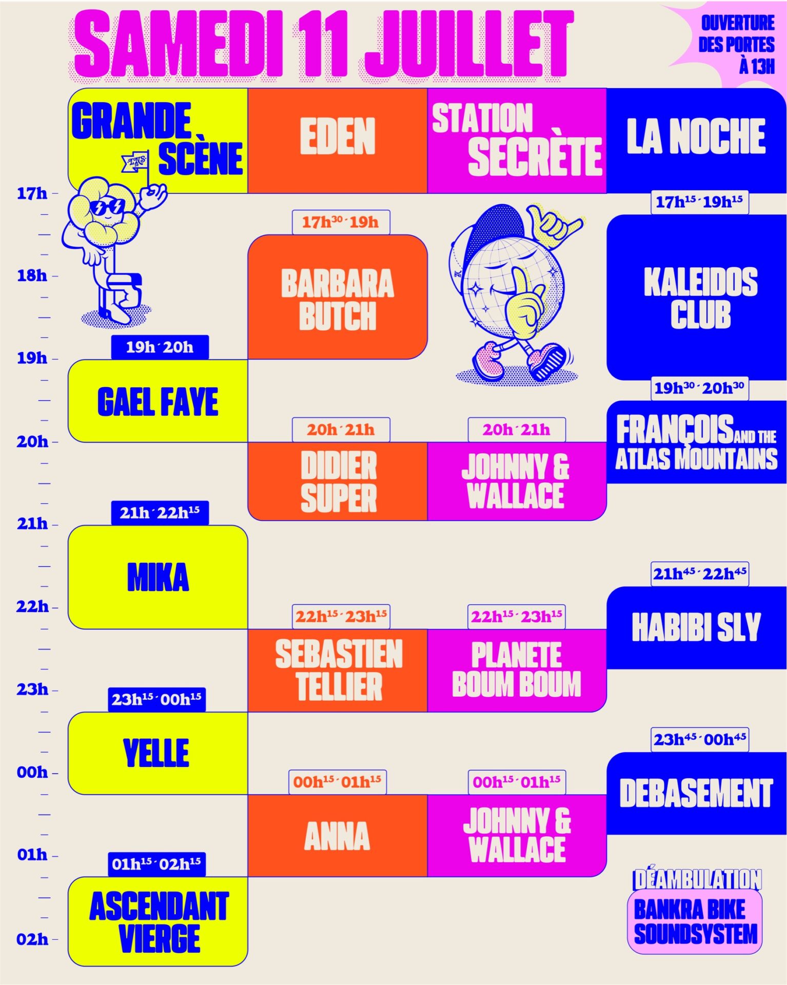 Timetable samedi 11 juillet Les Nuits Secrètes 2026