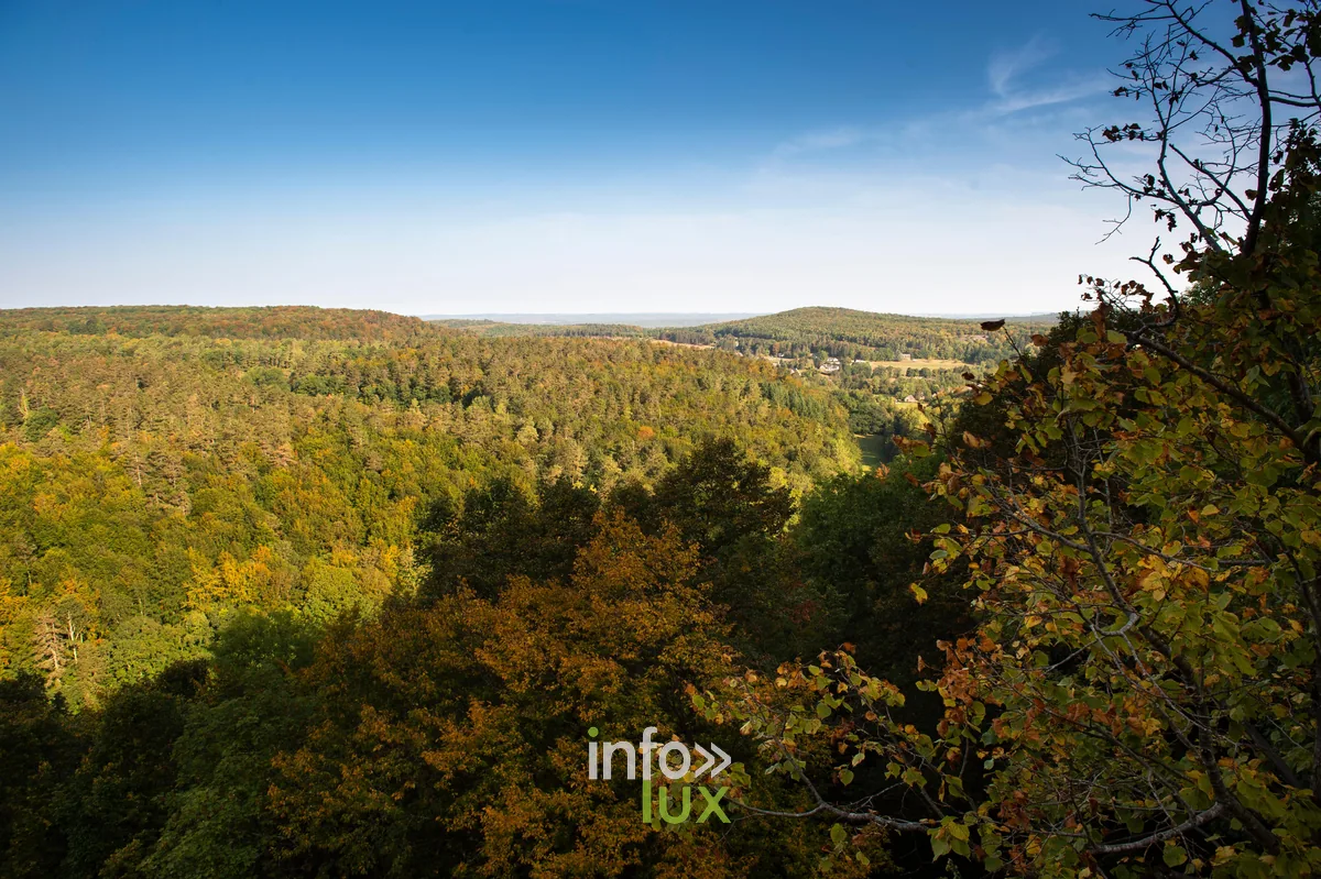 La vallée de la Lesse et Belvaux depuis le Rocher à pic de Resteigne