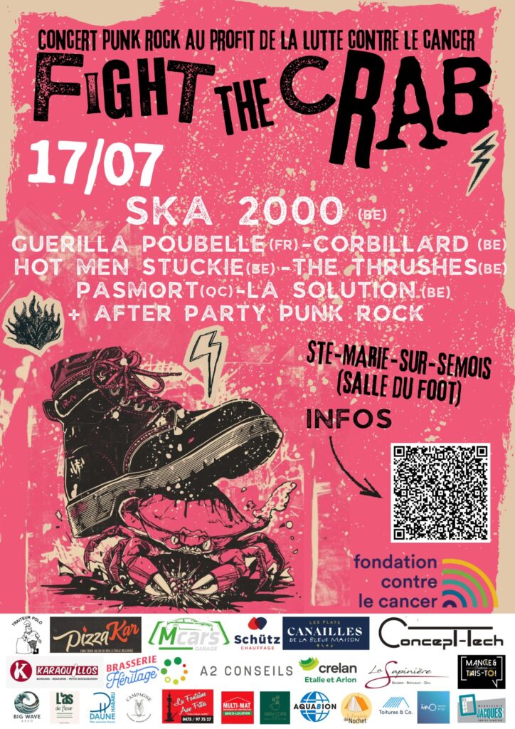 Sainte-Marie-sur-Semois > Concert caritatif > Fight The Crab - affiche