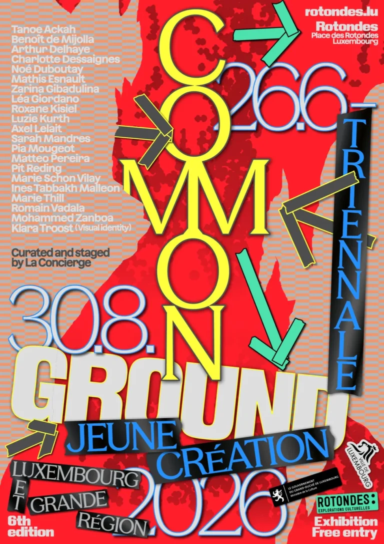 Affiche de la 6e Triennale Jeune Creation Common Ground aux Rotondes