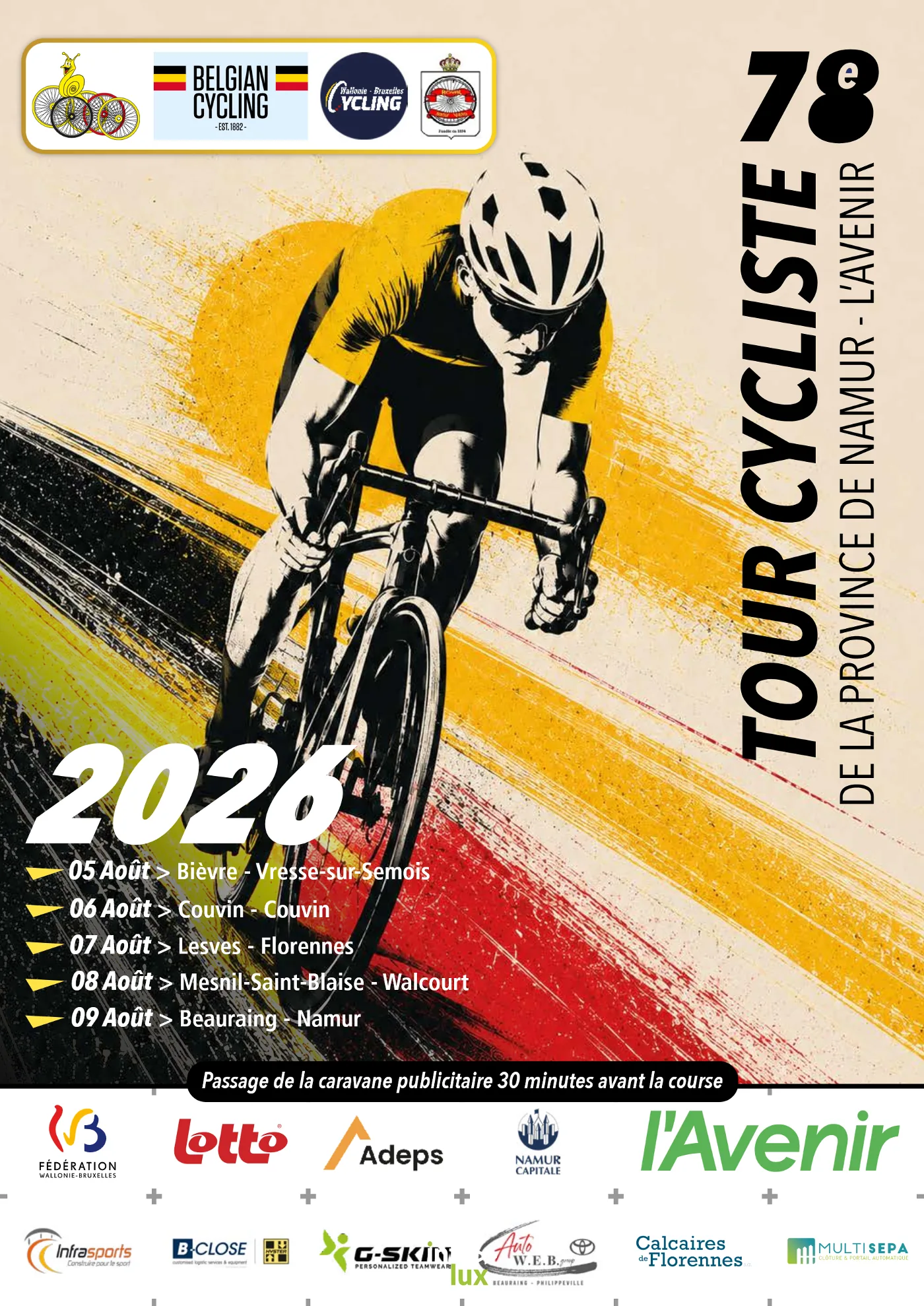 Bièvre > Sortie > 78° Tour Cycliste de la Province de Namur-l’Avenir 2026