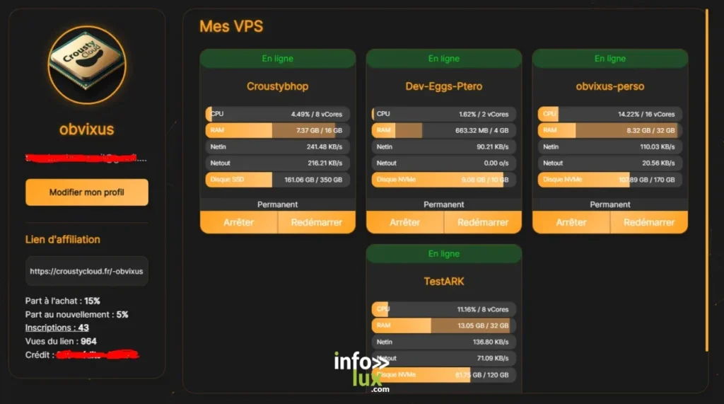 Gaming > Hébergement > CroustyCloud, des serveurs de jeux et VPS pensés pour les communautés de joueurs