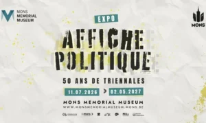 Affiche politique. 50 ans de Triennales à Mons (Fête Nationale du 21 juillet)