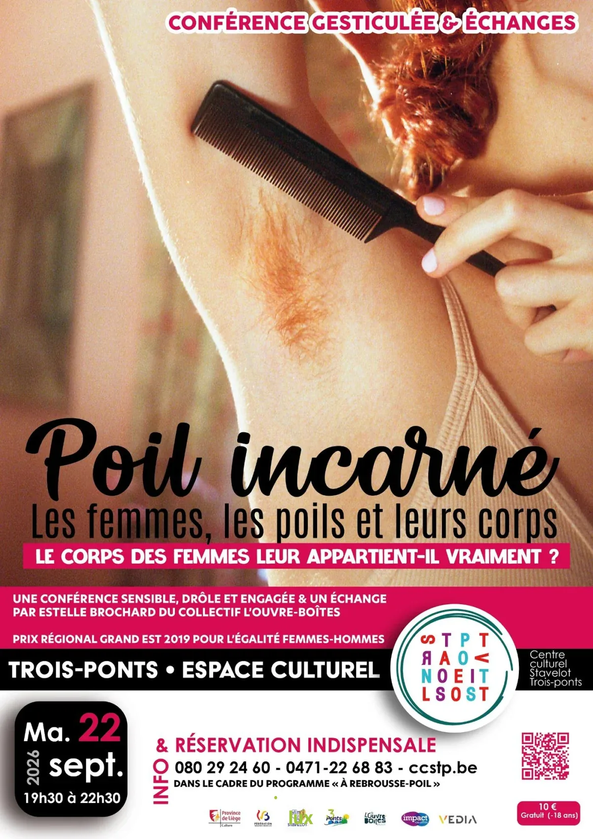 Affiche officielle Conférence gesticulée & échanges "Poil incarné" 2026