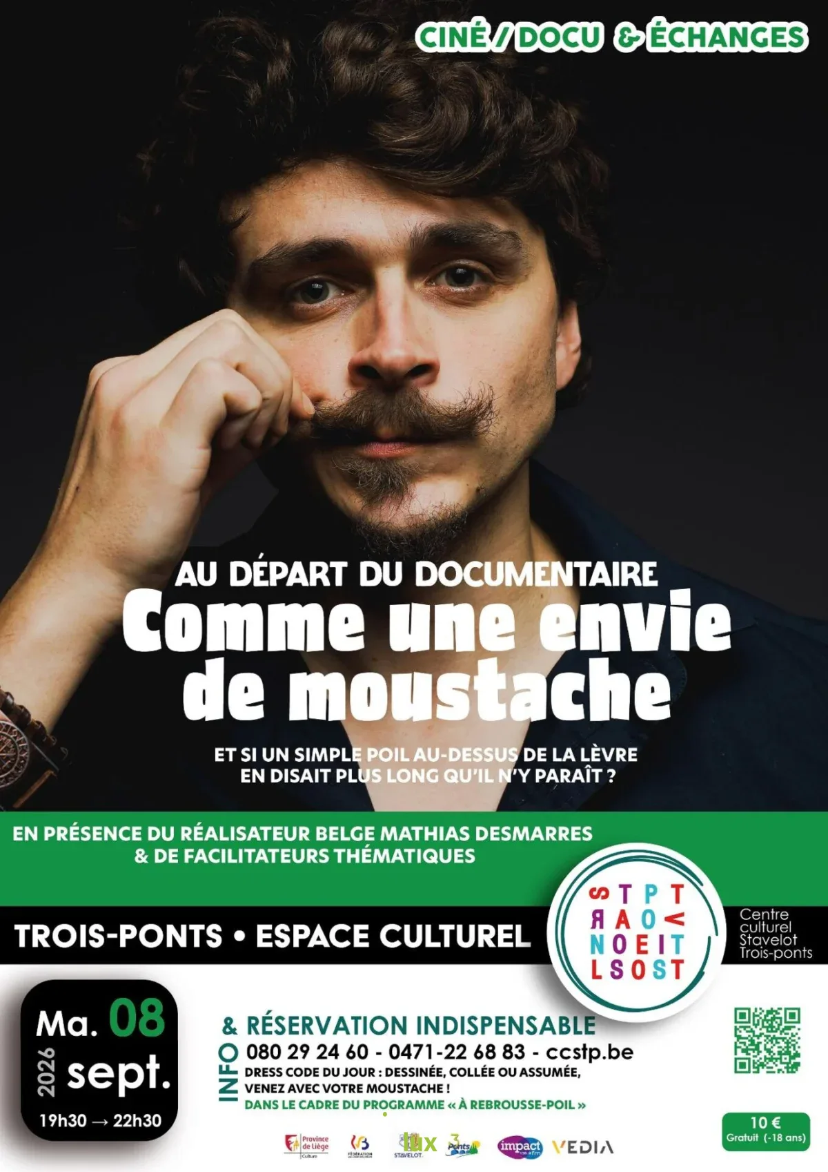 Affiche officielle Docu/échanges "Comme une envie de moustache" 2026