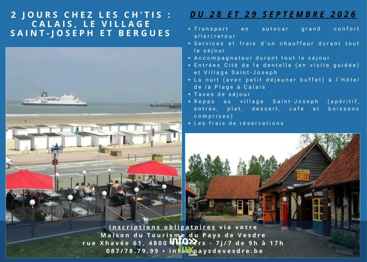Affiche officielle Excursion : 2 jours chez les Ch’tis : Calais, le Village Saint-Joseph et Bergues 2026
