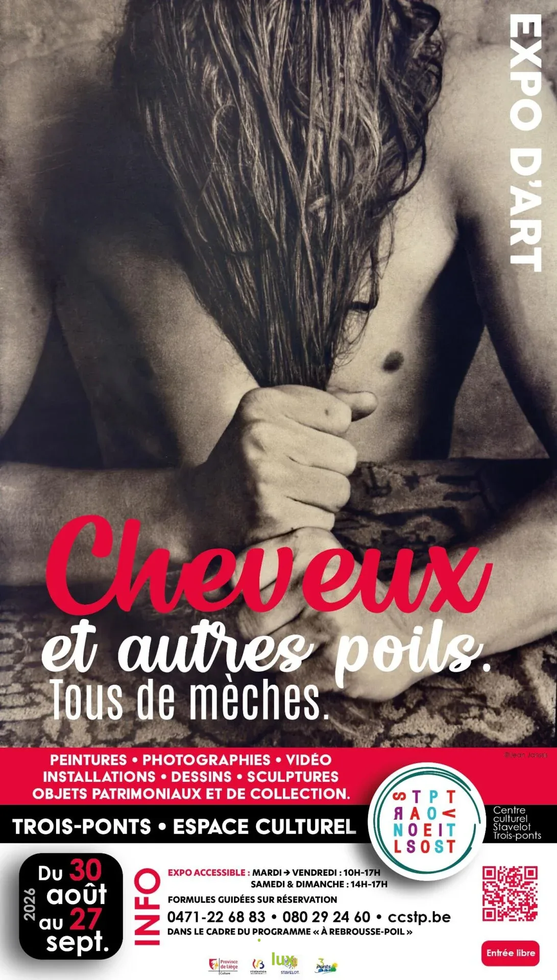 Affiche officielle Expo d'art "cheveux & autres poils - tous de mèches" 2026