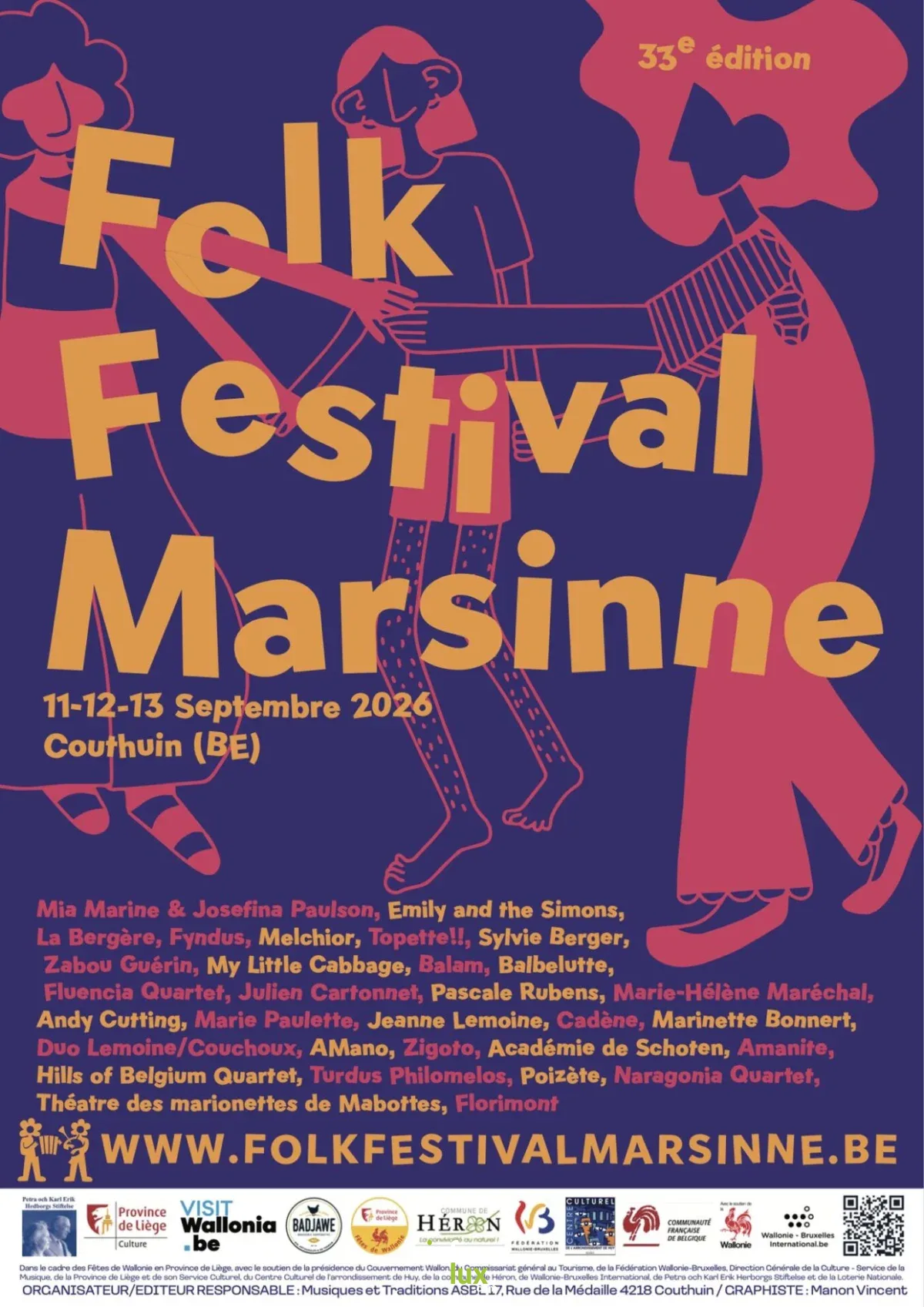 Affiche officielle Folk Festival Marsinne 2026