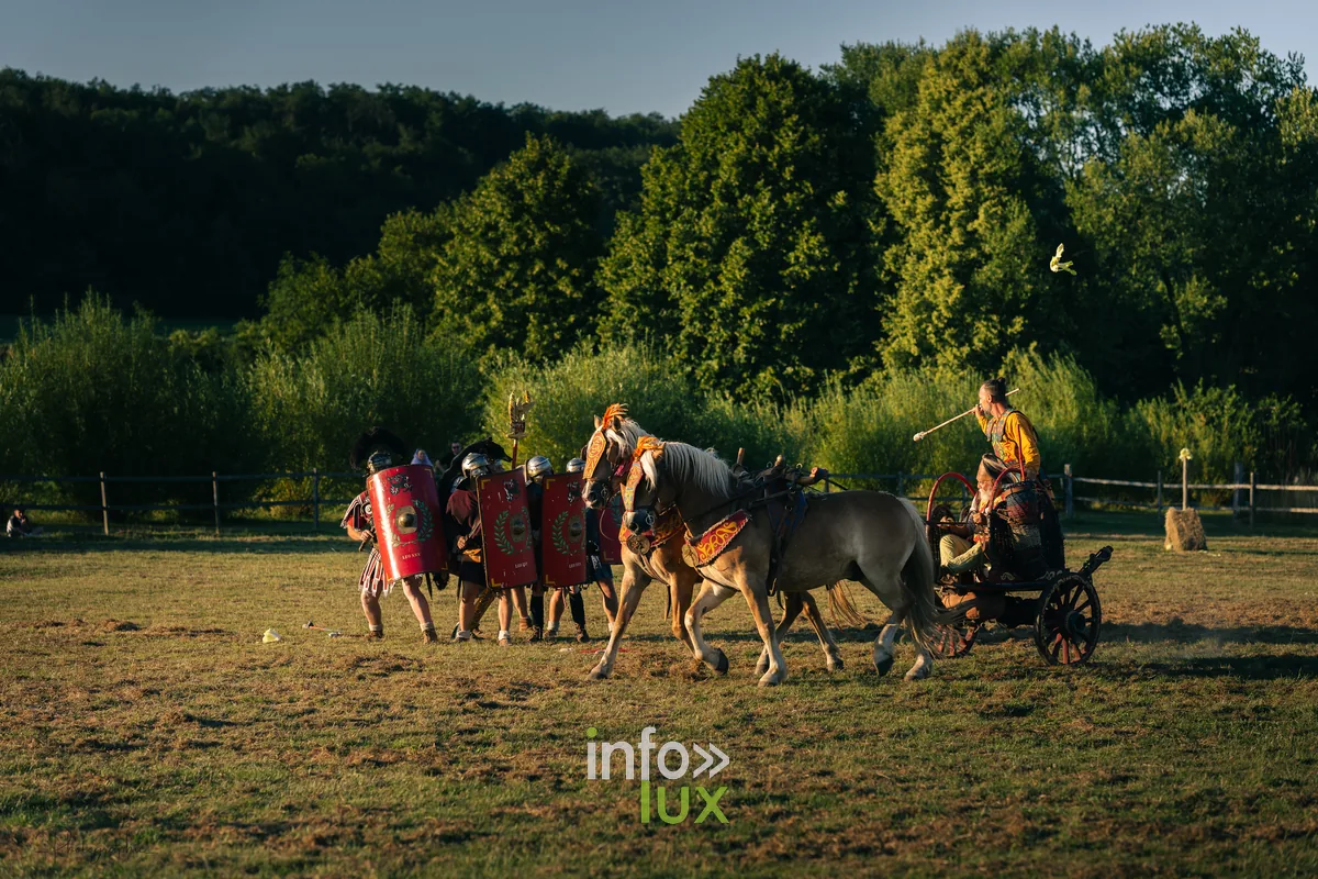 Course de chars dans l'arène de l'Archéosite de Malagne