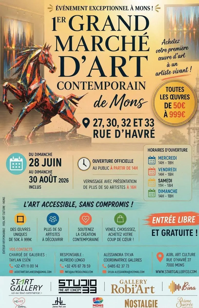 1er Grand Marché d'Art Contemporain à Mons (Fête Nationale du 21 juillet)
