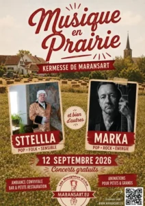 Affiche Musique en Prairie 2026 a Maransart (Lasne), avec Marka et STTELLLA