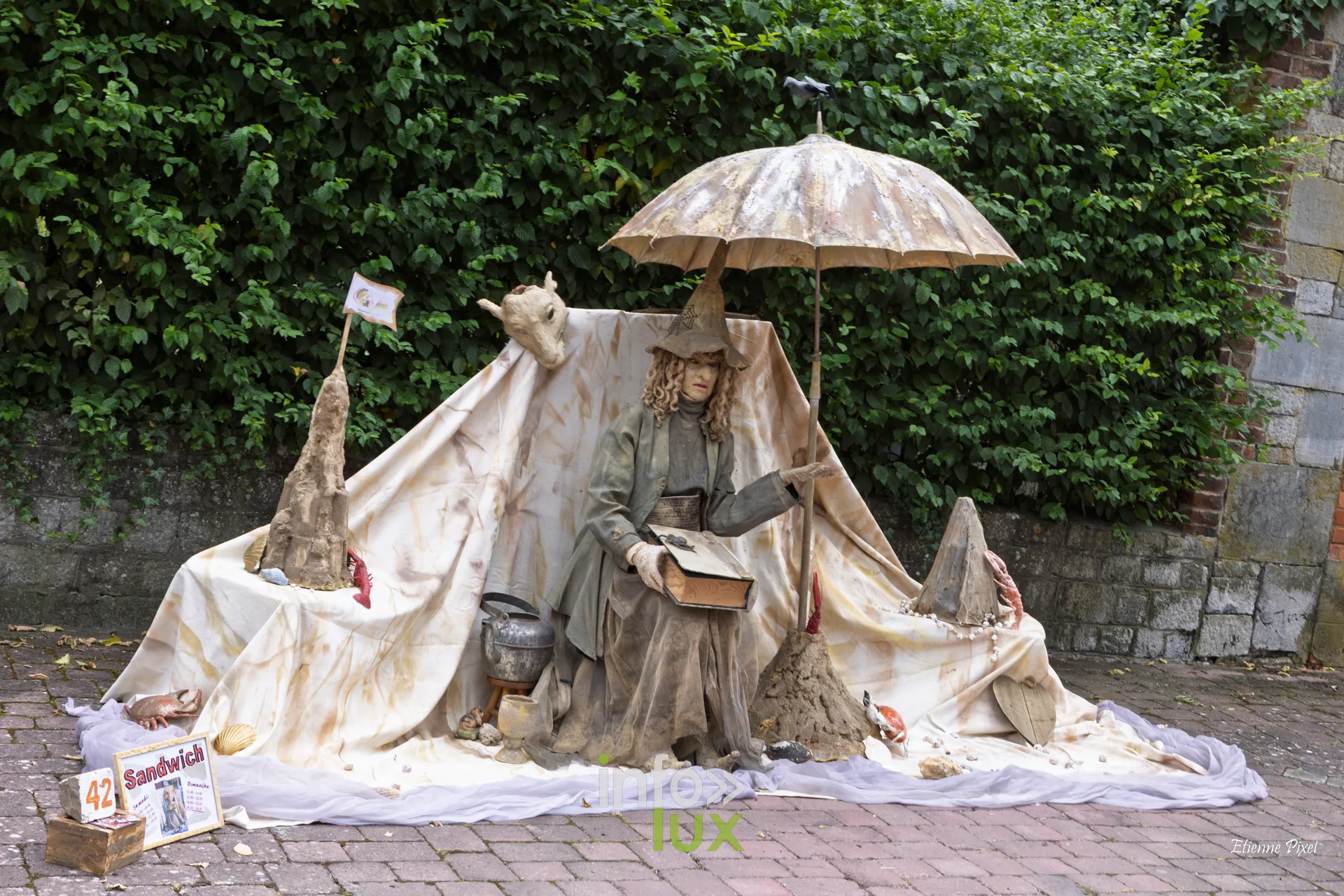 Statue vivante au festival Statues en Marche 2026 a Marche-en-Famenne, photo Etienne Pixel