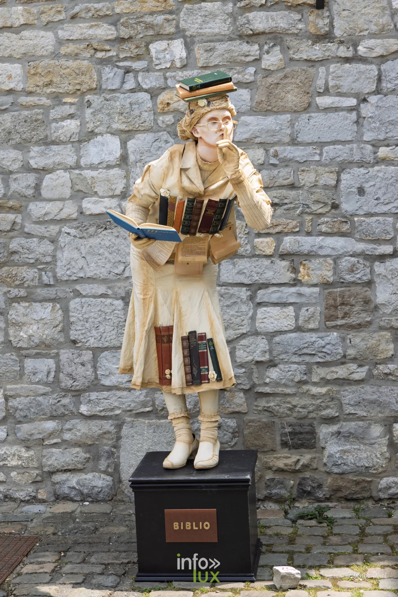 Statue vivante au festival Statues en Marche 2026 a Marche-en-Famenne, photo Etienne Pixel