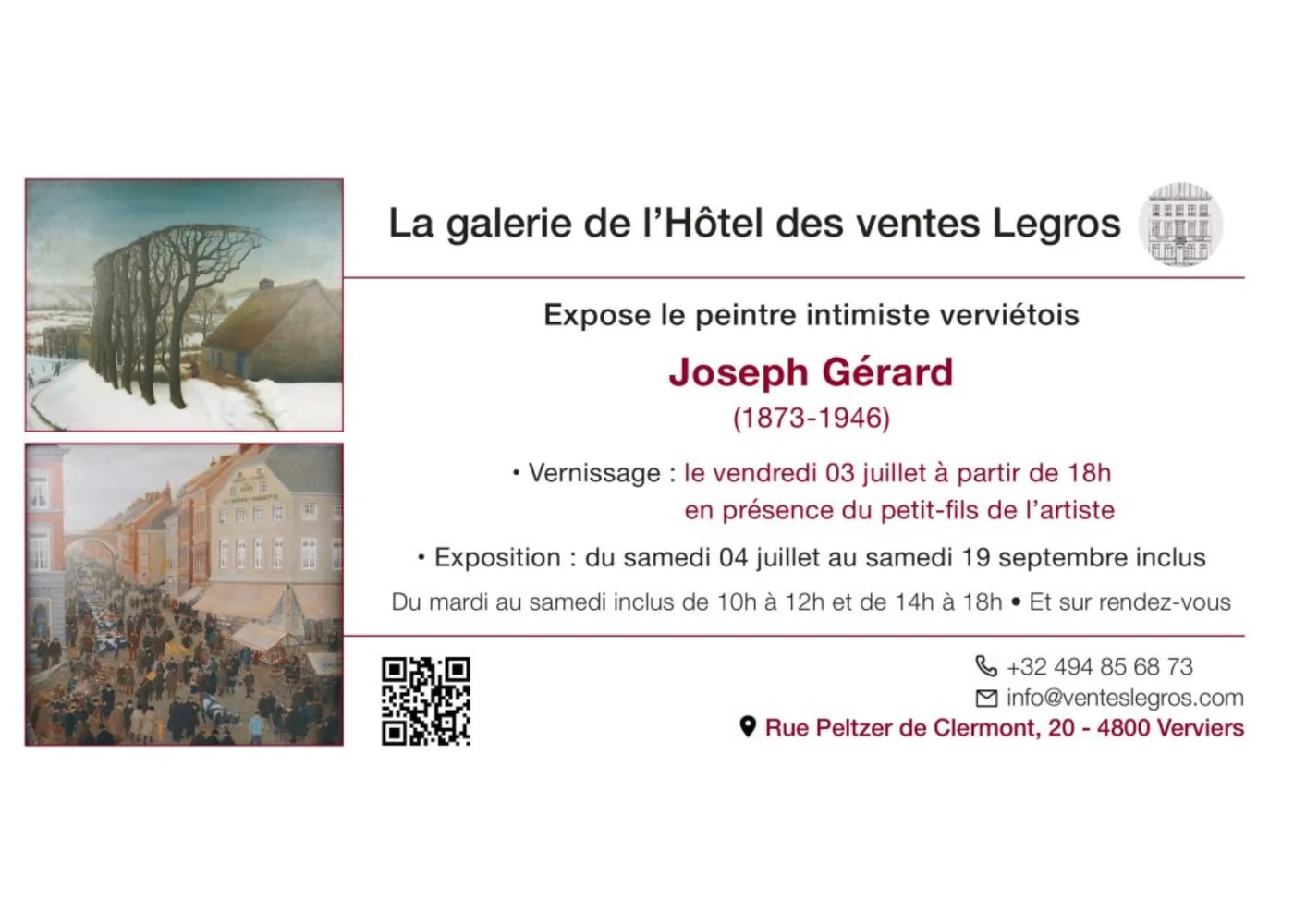 Exposition : Joseph Gérard - Peintre intimiste verviétois à Verviers (Fête Nationale du 21 juillet)