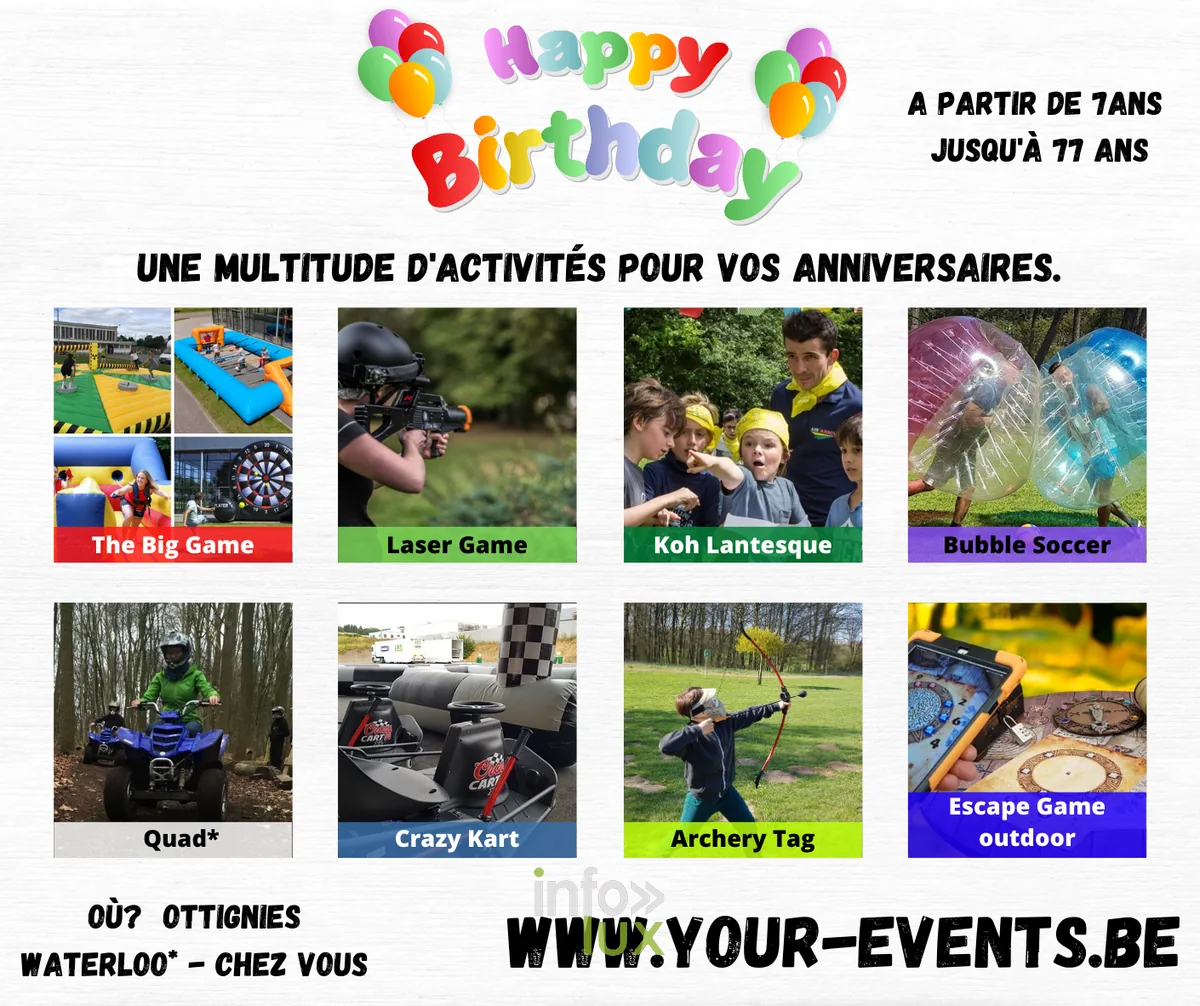 Animations et location pour anniversaire enfant Your-Events Brabant wallon