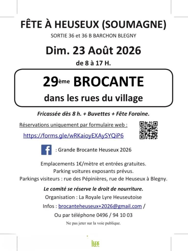Soumagne > Brocante > 29e Grande Brocante à Heuseux 2026