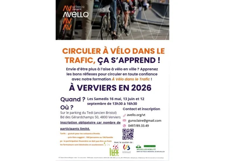 Verviers > Balade > À vélo dans le trafic – Formation à Verviers 2026