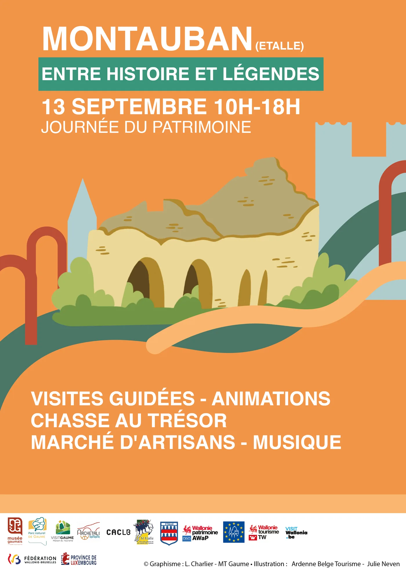 Affiche Montauban Etalle entre histoire et legendes, Journee du Patrimoine du 13 septembre 2026