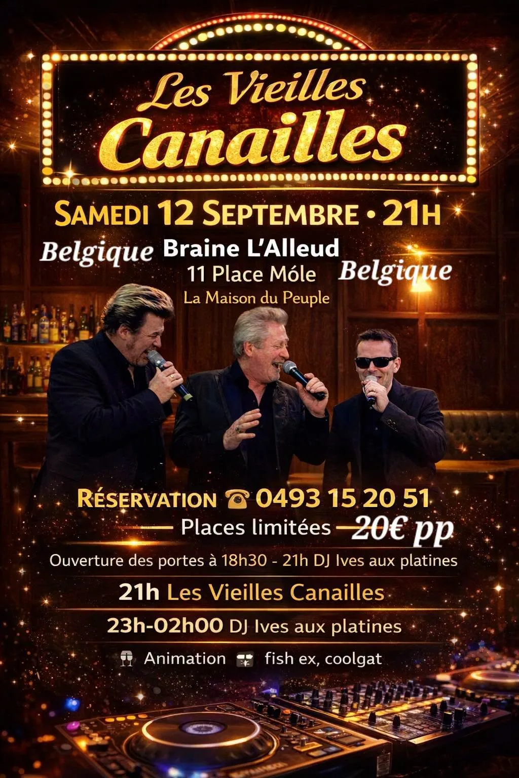 Affiche de la soiree Les Vieilles Canailles du 12 septembre 2026 a la Maison du Peuple de Braine-l Alleud